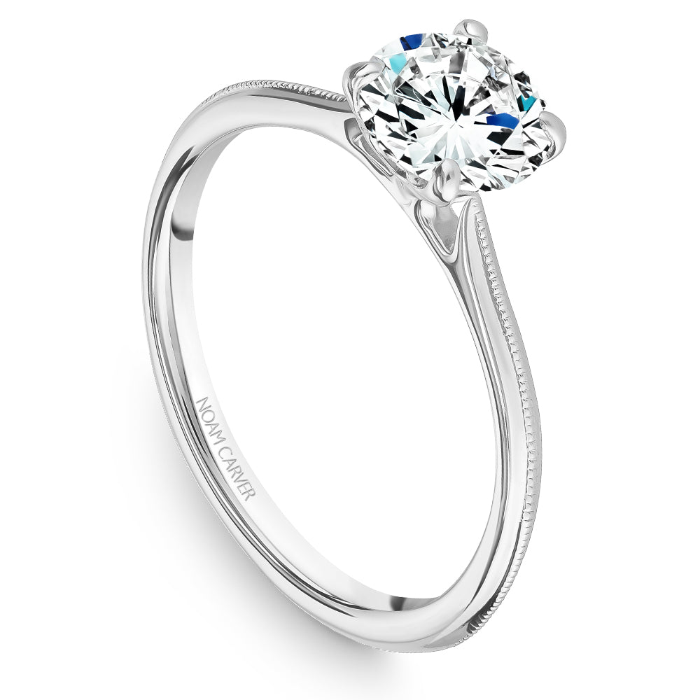 Noam Carver Classic Solitaire with Milgrain Accent Engagement Ring B247-01A