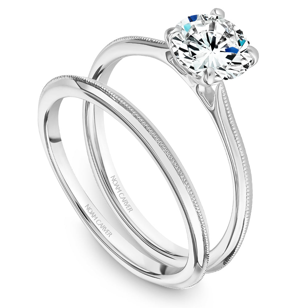 Noam Carver Classic Solitaire with Milgrain Accent Engagement Ring B247-01A