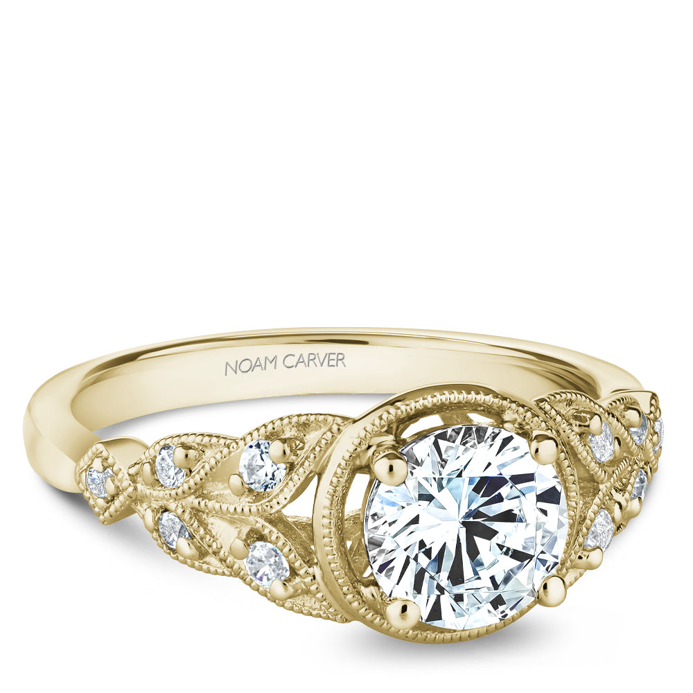 Noam Carver Vintage Inspired Floral Design Diamond Engagement Ring B252-01A