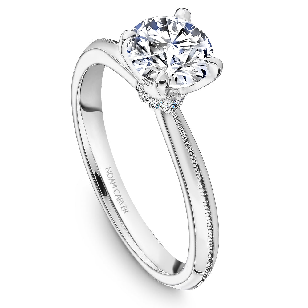 Noam Carver Solitaire Engagement Ring with Diamond Collar Detail B342-01A