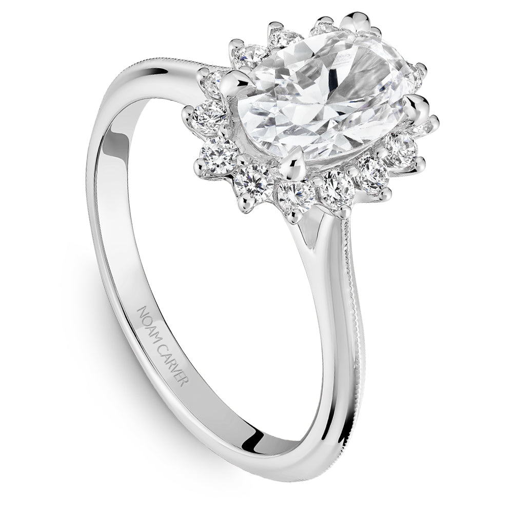 Noam Carver Oval Diamond Starburst Halo Solitaire Engagement Ring B367-01A