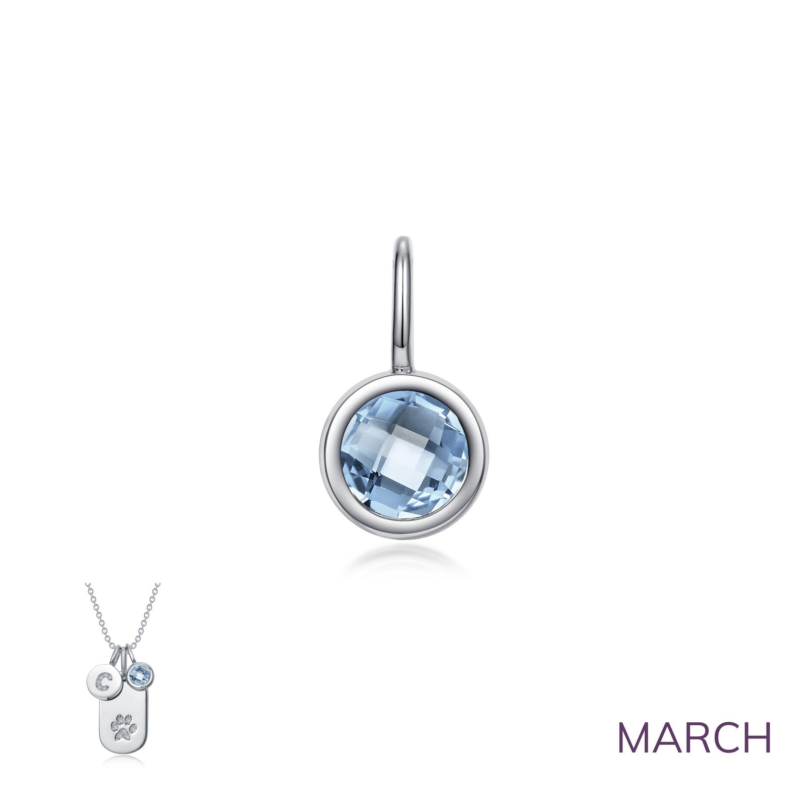Lafonn March Birthstone Aquamarine Love Pendant BP006AQP