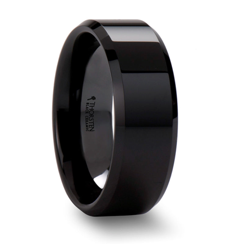 Thorsten Citar Beveled Black Ceramic Ring w/ Polished Finish (4-10mm) C681-BPBE