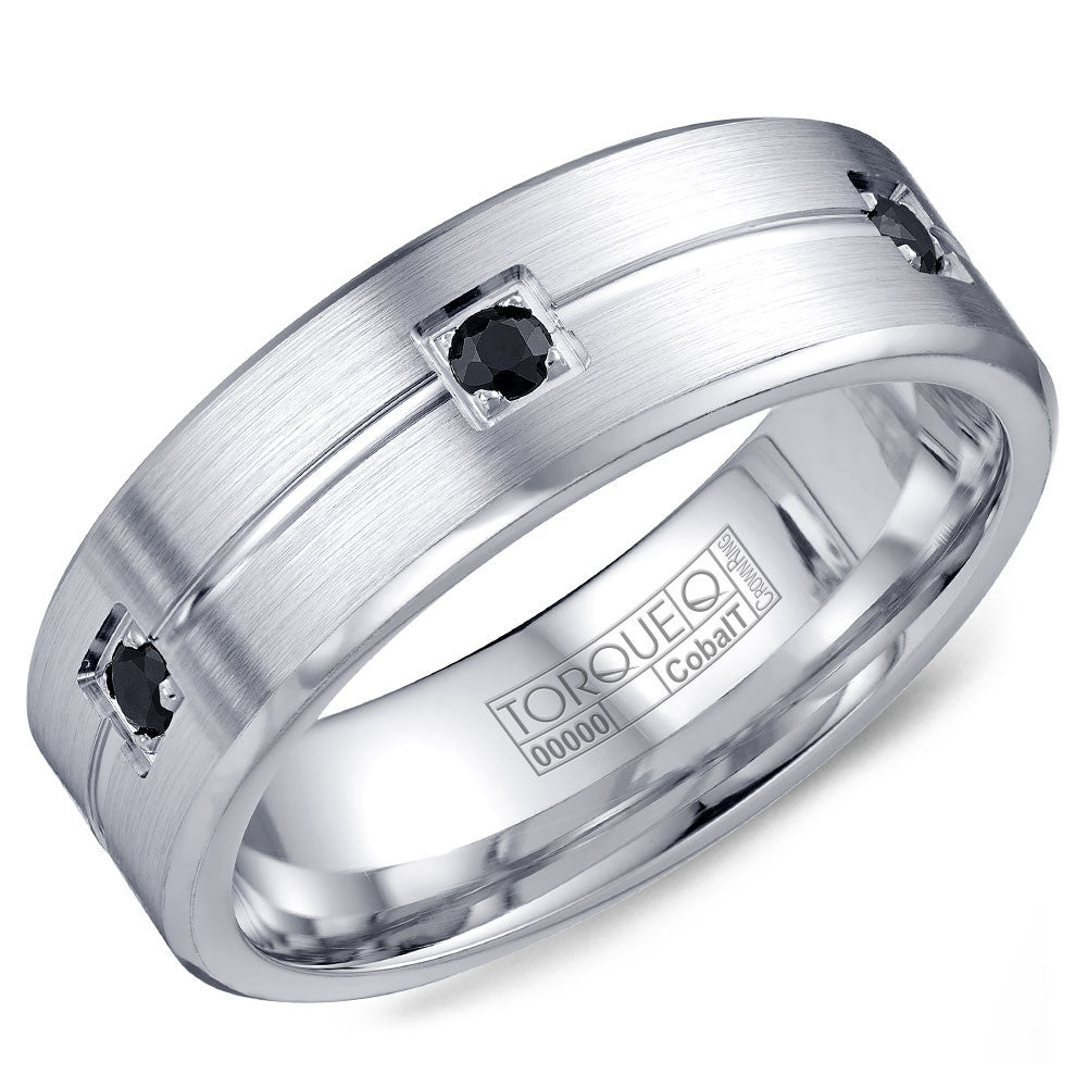 Torque Cobalt Collection 7MM Wedding Band with 6 Black Sapphires CB-2195