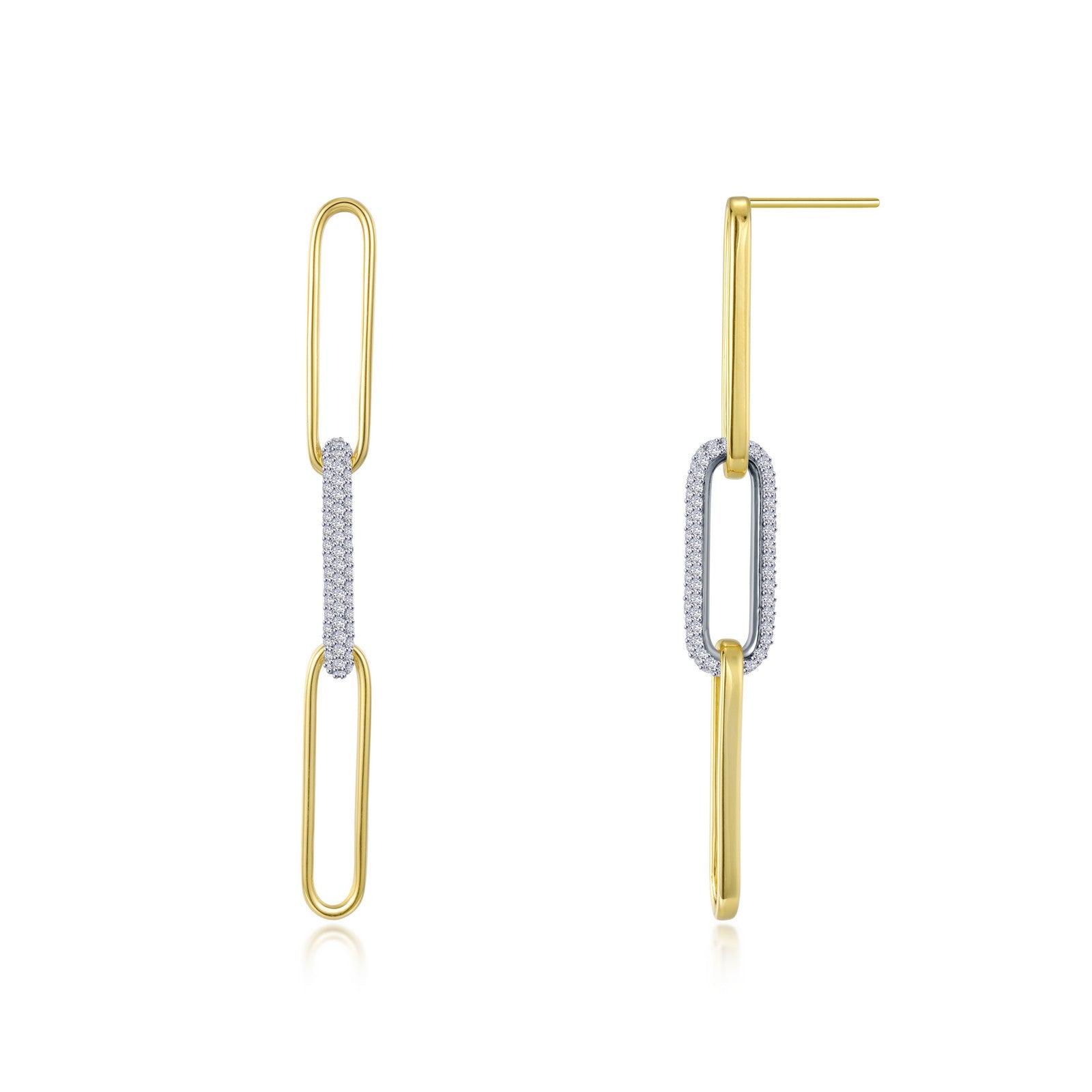 Lafonn Simulated Diamond Two-Tone Paperclip Drop Earrings E0504CLT