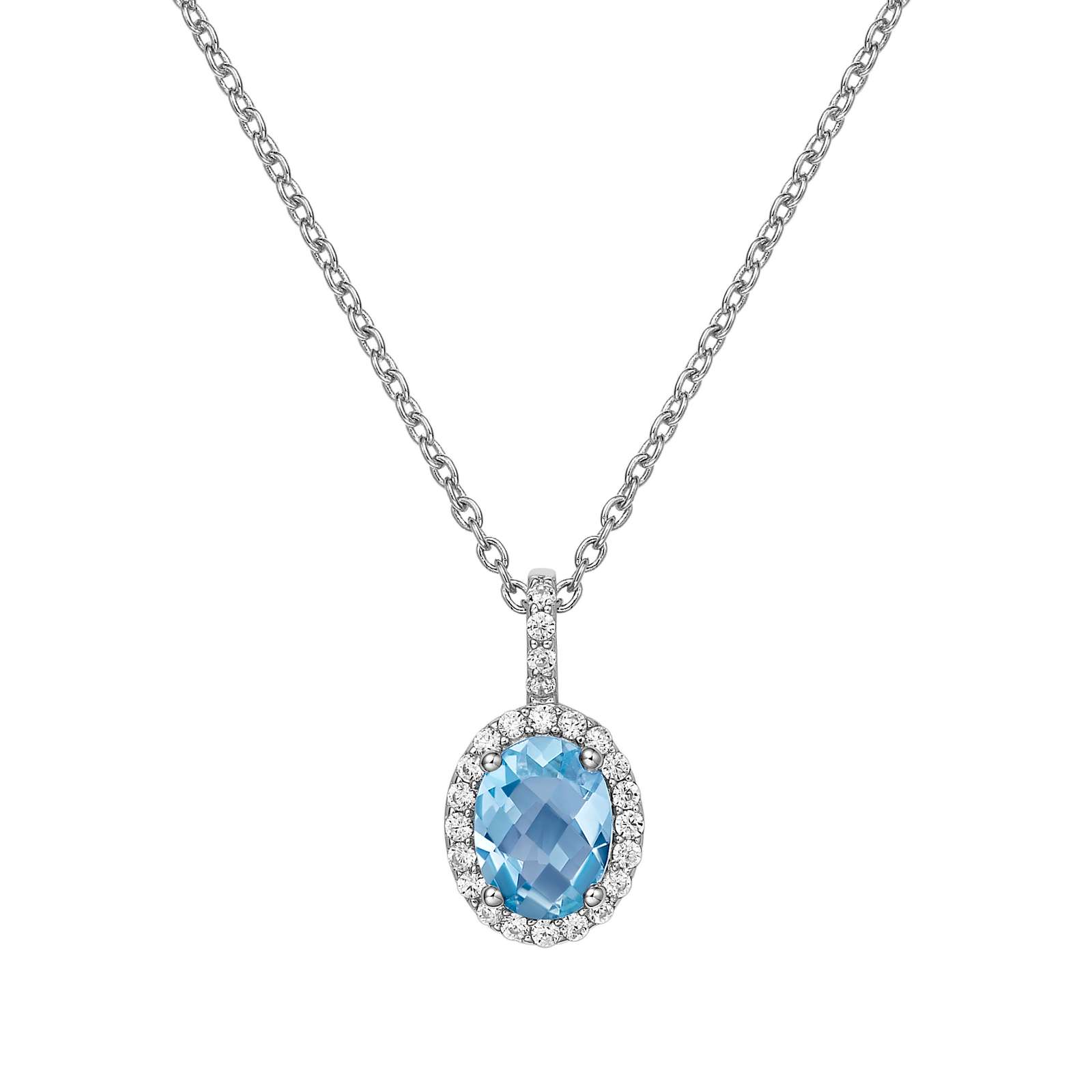 Lafonn Simulated Diamond & Genuine Blue Topaz Halo Necklace GP008BTP
