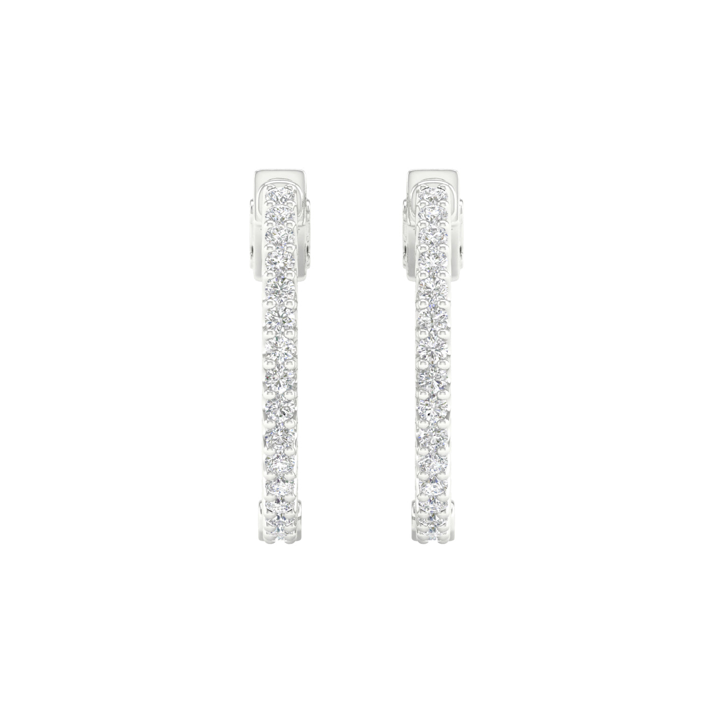 1/2 Carat Round Lab Grown Diamond 14K Gold Inside Out Hoop Earrings