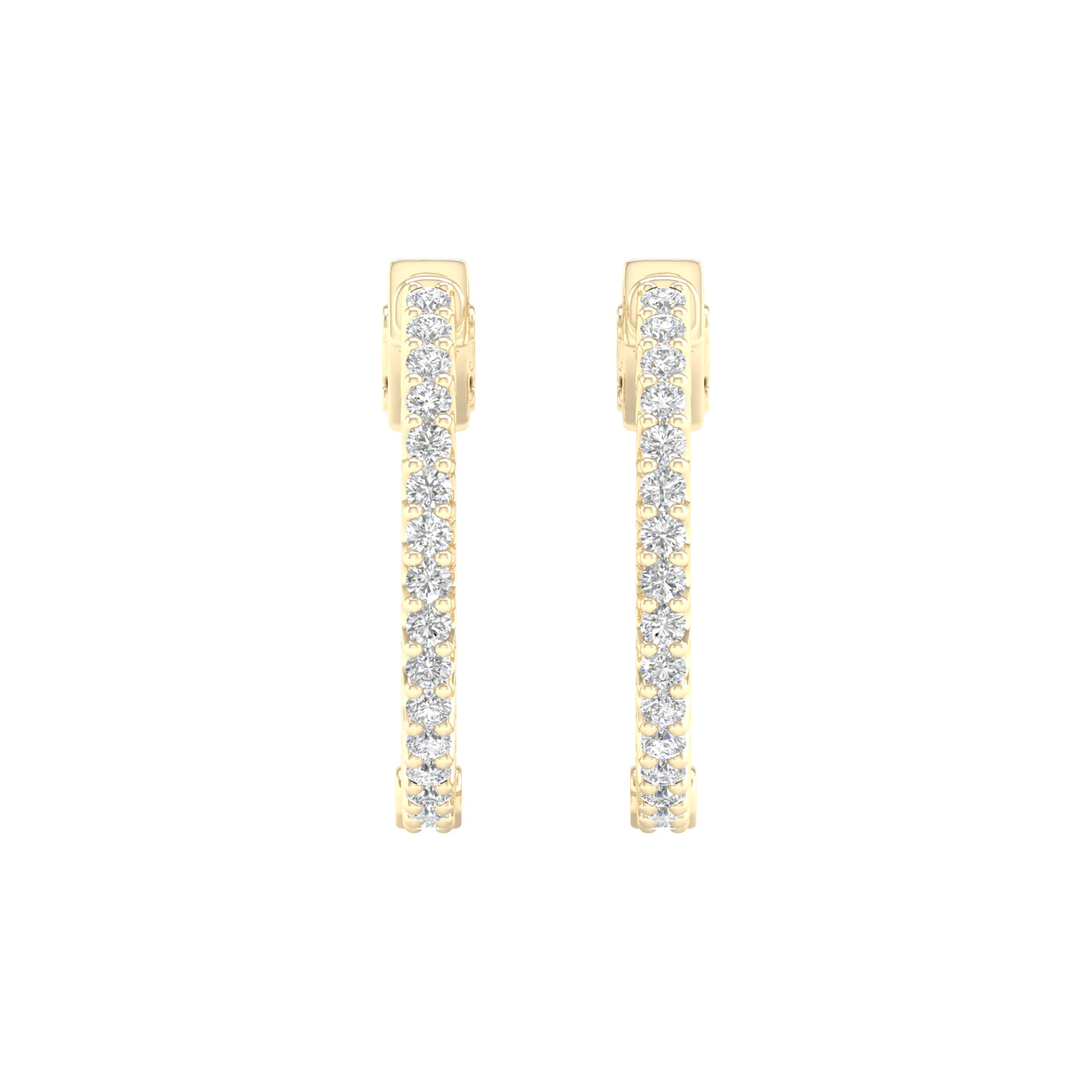 1/2 Carat Round Lab Grown Diamond 14K Gold Inside Out Hoop Earrings