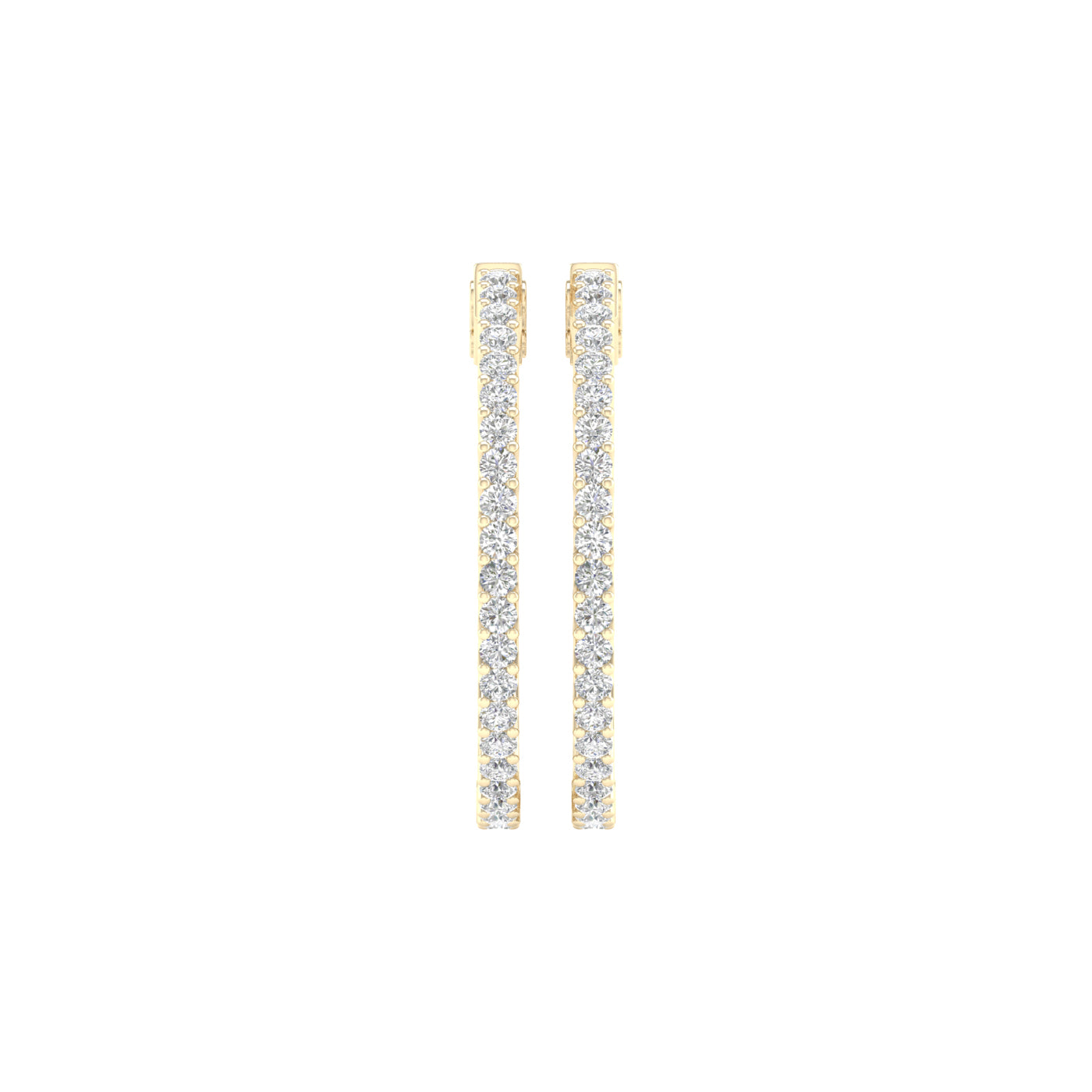 2 Carat Round Lab Grown Diamond 14K Gold Inside Out Hoop Earrings