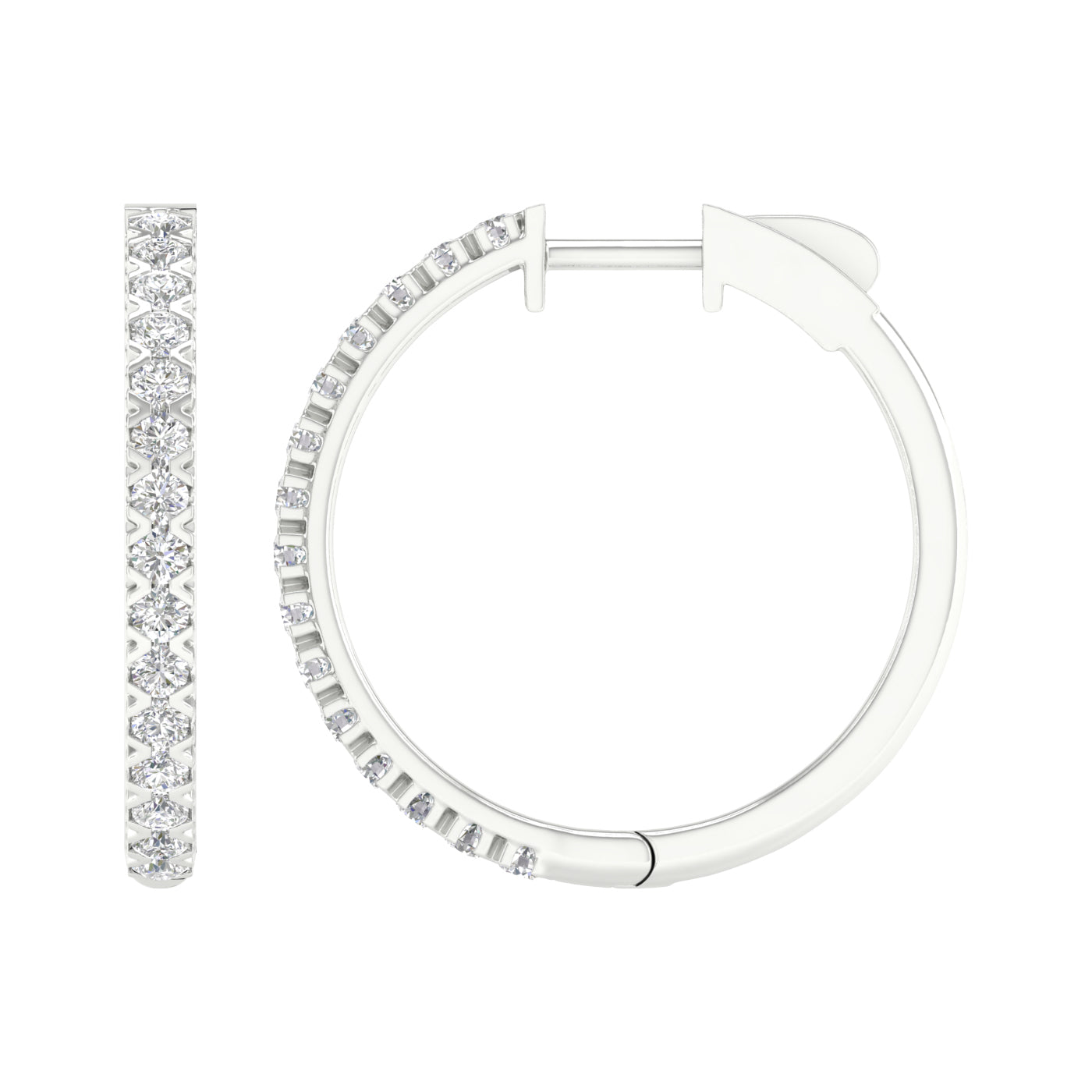 1 Carat Round Lab Grown Diamond 14K Gold Hoop Earrings