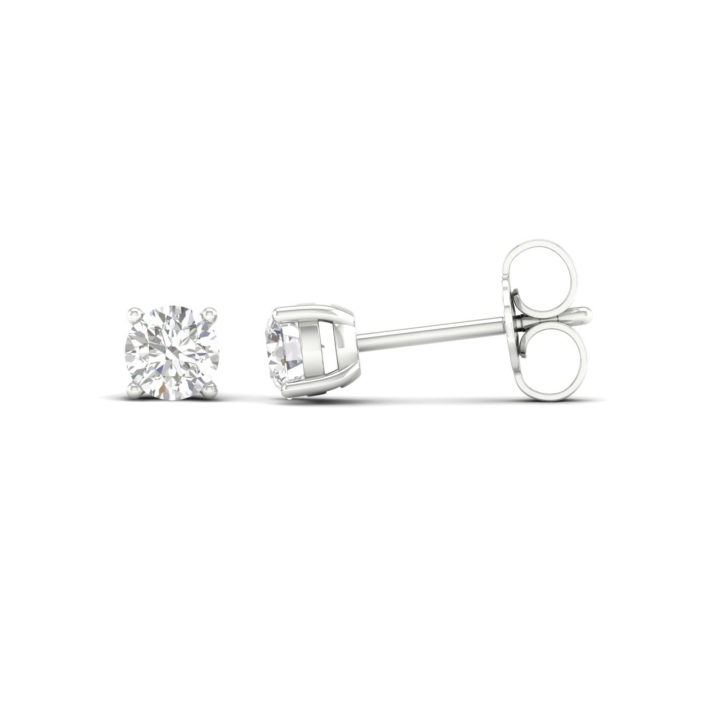 1/2 Carat Round Lab Grown Diamond 14K Gold Solitaire Stud Earrings