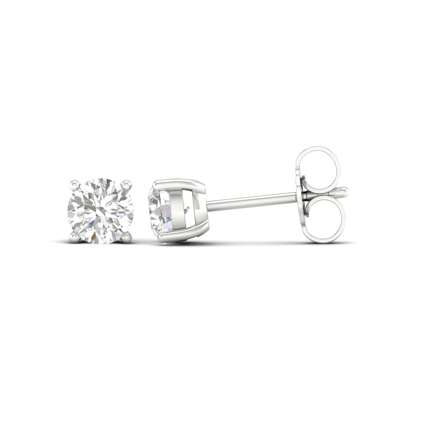3/4 Carat Round Lab Grown Diamond 14K Gold Solitaire Stud Earrings
