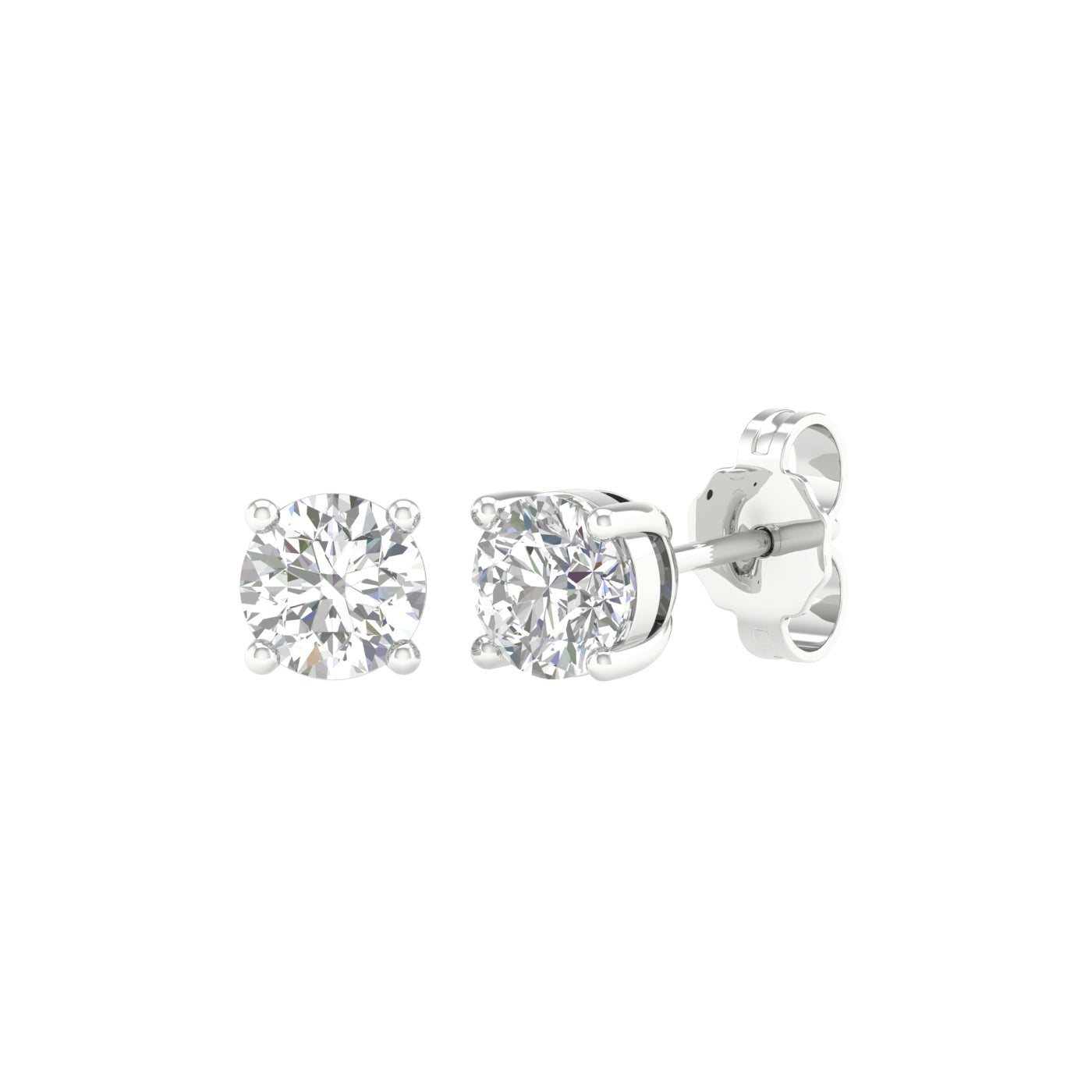 1 Carat Round Lab Grown Diamond 14K Gold Solitaire Stud Earrings