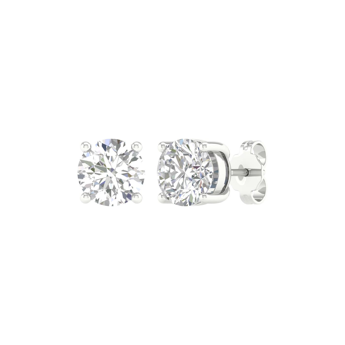 3 Carat Round Lab Grown Diamond 14K Gold Solitaire Stud Earrings