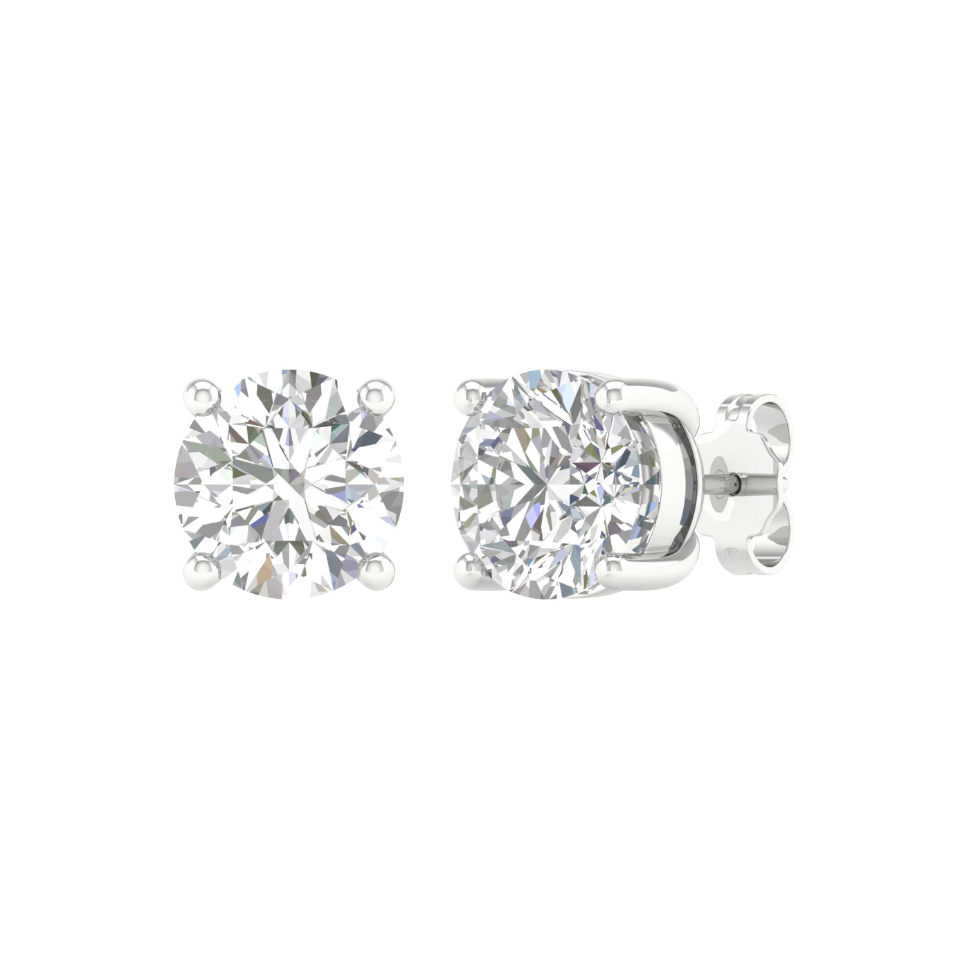 5 Carat Round Lab Grown Diamond 14K Gold Solitaire Stud Earrings