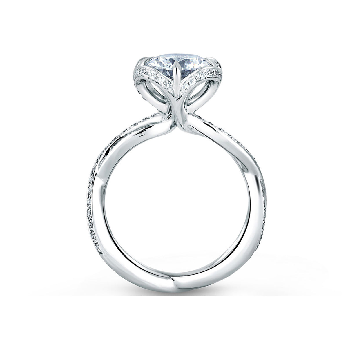 A.Jaffe Floral Inspired Top Twisted Shank Diamond Engagement Ring ME1623/149