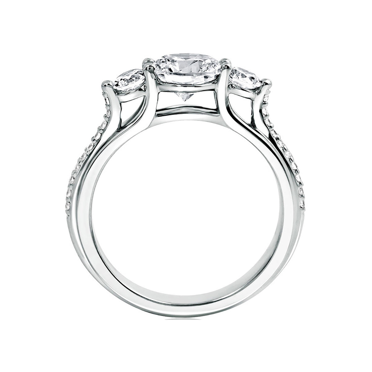 A.Jaffe Exquisite Three Stone Micro Pavé Diamond Engagement Ring ME1666/140