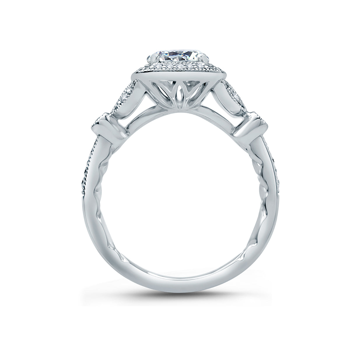 A.Jaffe Floral Inspired Modern Vintage Halo Diamond Quilted Engagement Ring ME2106Q/124