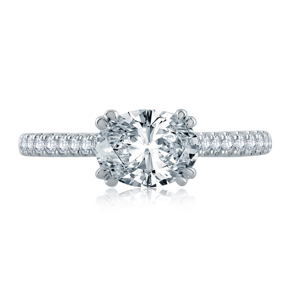 A.Jaffe East/West Oval Cut Pavé Diamond Quilted Engagement Ring ME2142Q/184