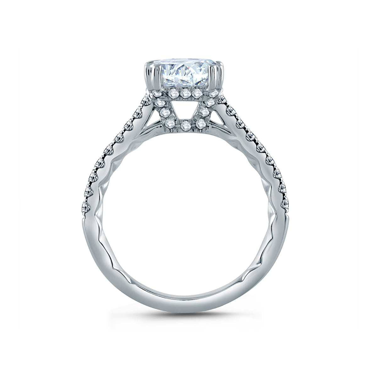 A.Jaffe East/West Oval Cut Pavé Diamond Quilted Engagement Ring ME2142Q/184