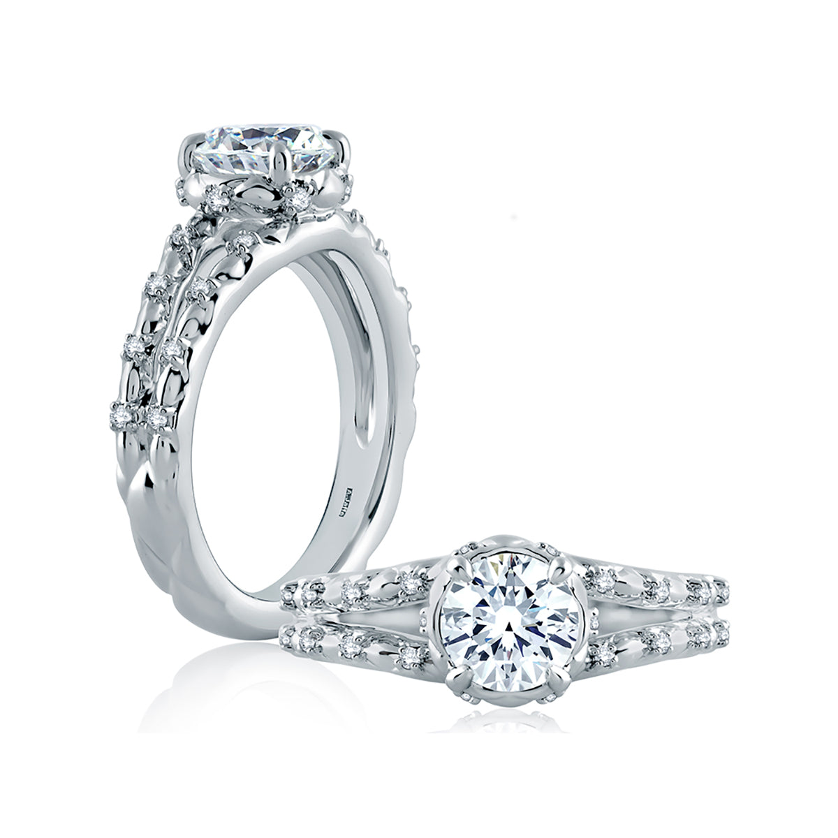A.Jaffe Diamond Accent Split Shank Quilted Engagement Ring ME2144Q/111