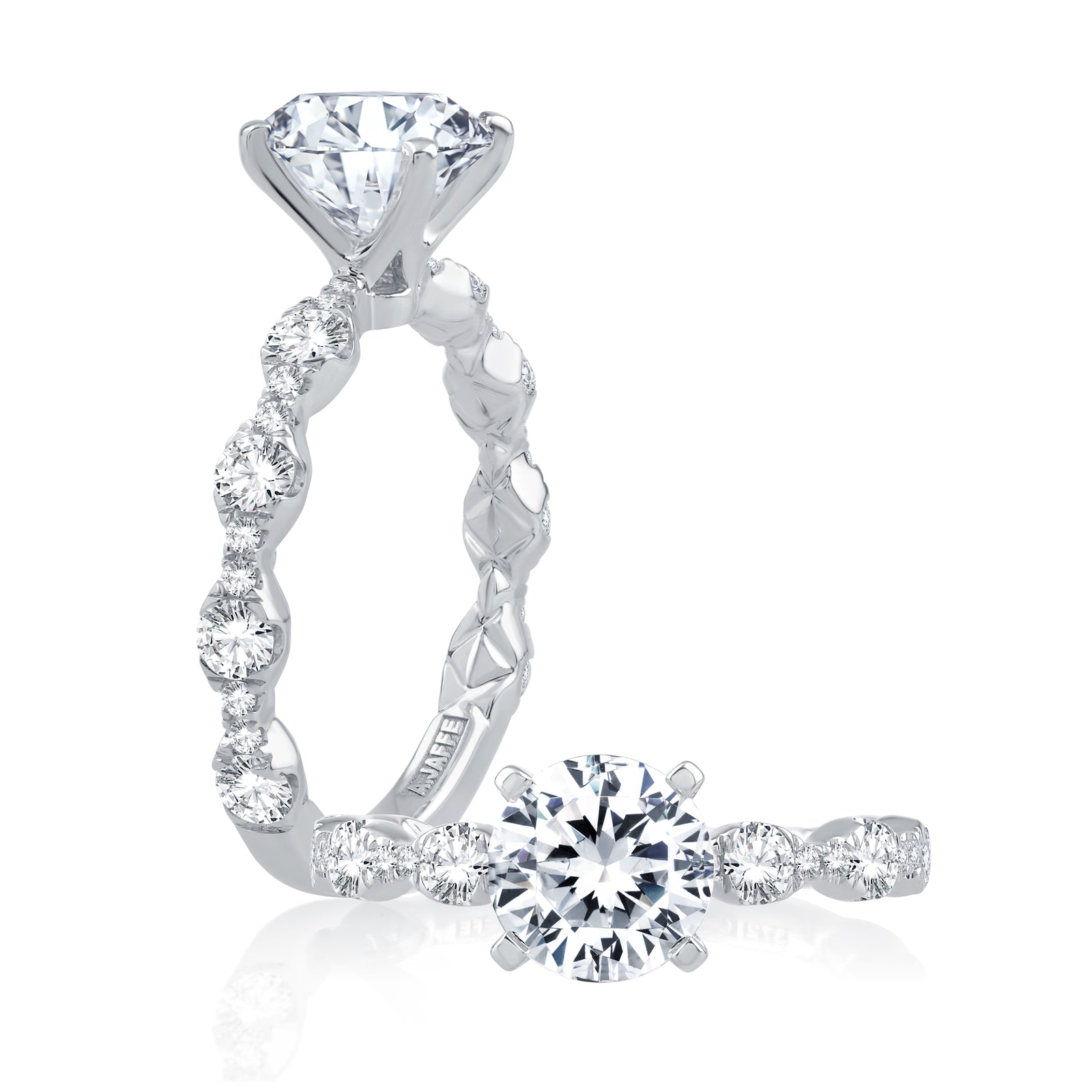 A.Jaffe Scalloped Alternating Diamond Quilted Engagement Ring ME2303Q/220