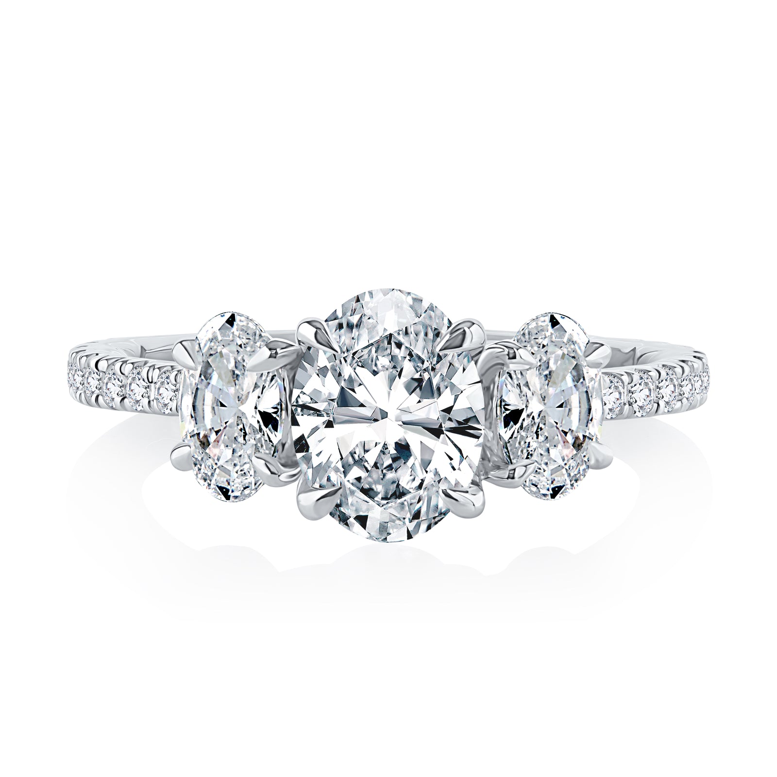 A.Jaffe Three Stone Oval Diamond Quilted Engagement Ring MECXOV2377Q/284