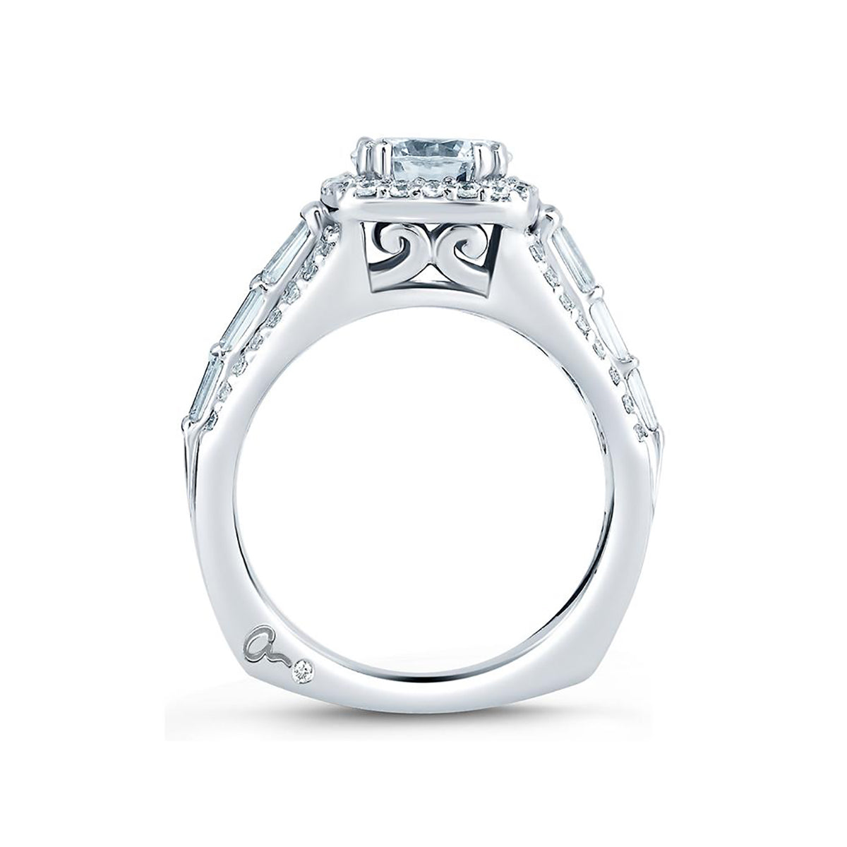 A.Jaffe Square Halo Three Row Diamond Engagement Ring MES279/243