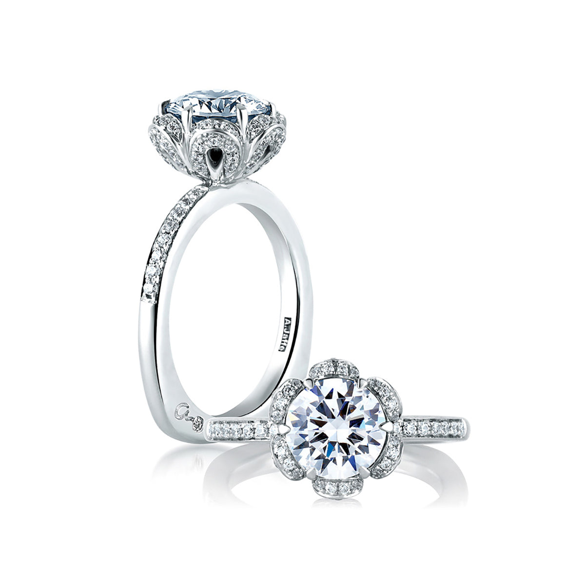 A.Jaffe Nature Inspired Tulip Halo Diamond Engagement Ring MES560/188