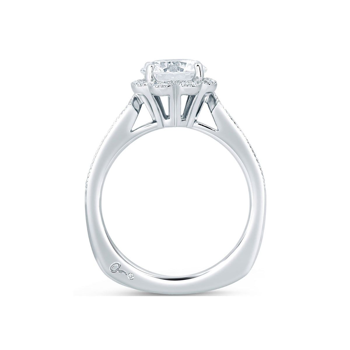 A.Jaffe Deco Floral Diamond Halo Engagement Ring MES645/82