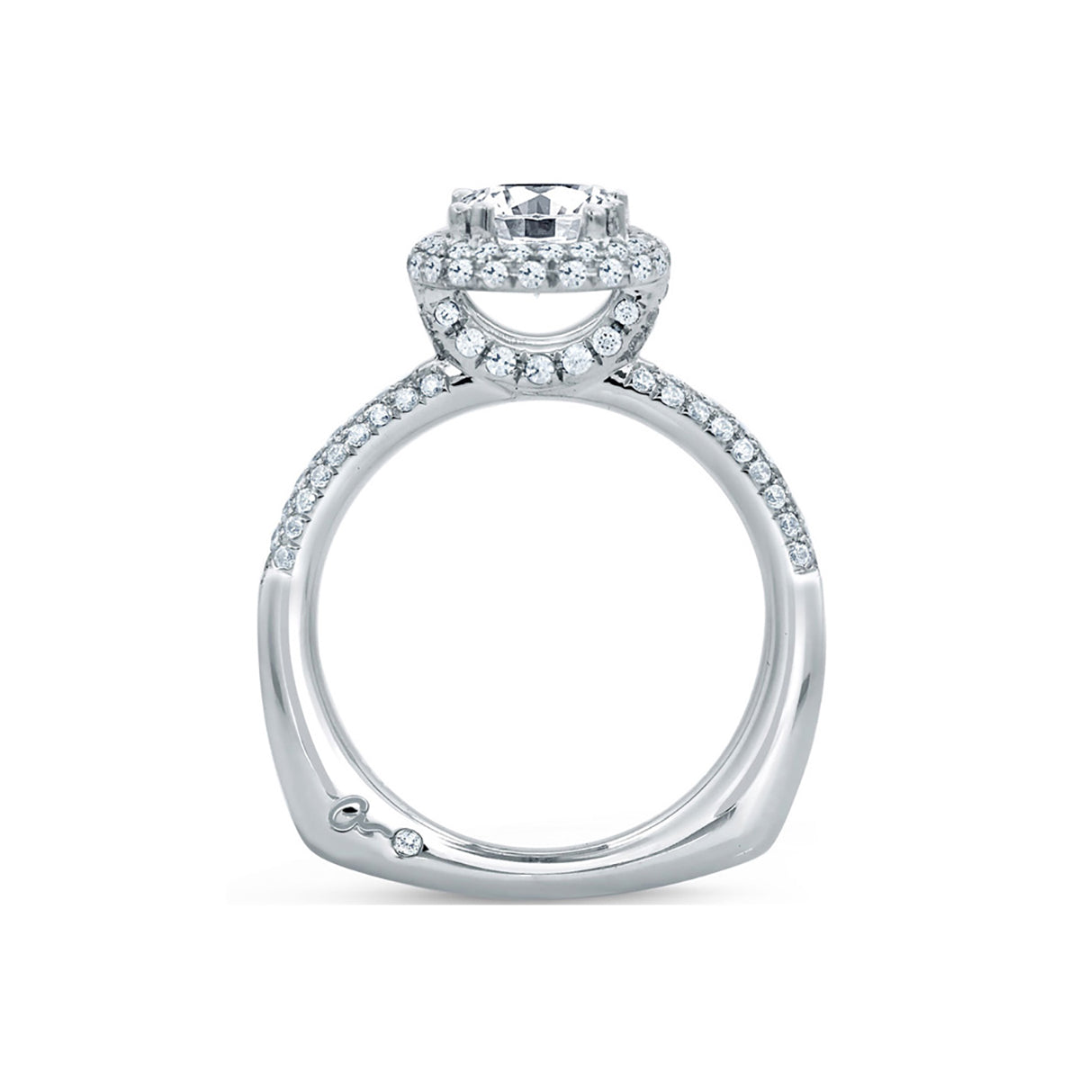 A.Jaffe Rollover Pavé Diamond Halo and Band Engagement Ring MES674/152