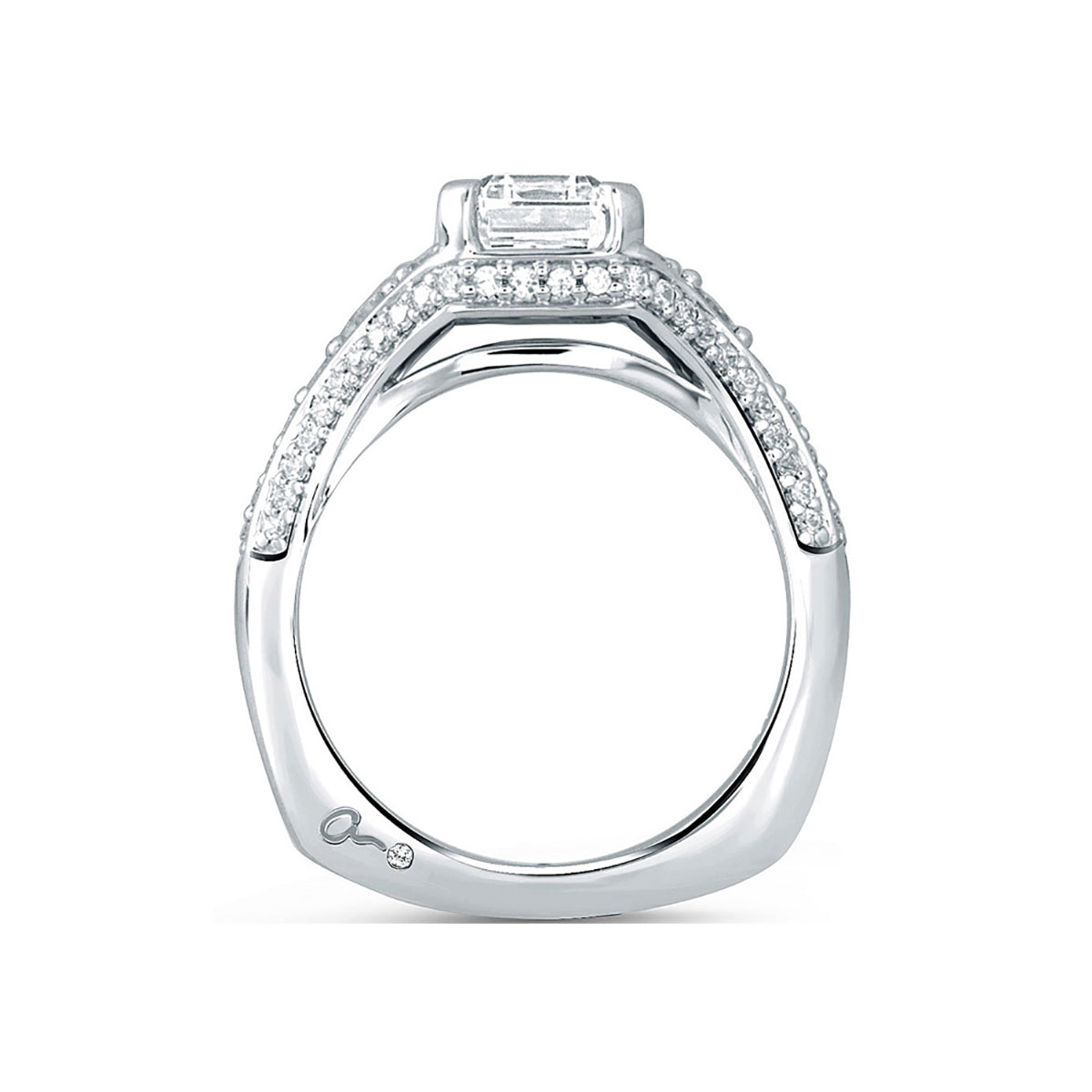 A.Jaffe Vintage Emerald Center Diamond Engagement Ring MES693/272