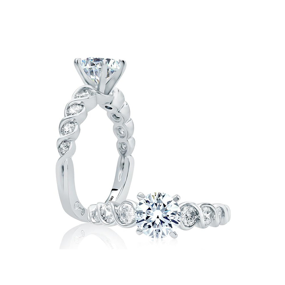 A.Jaffe Diamond Wave Shank Engagement Ring MES823/55