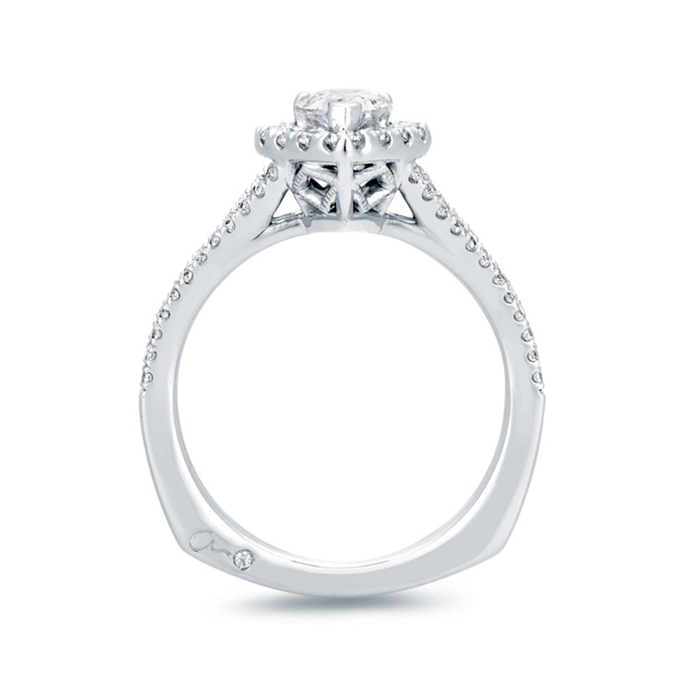 A.Jaffe Pear Shape Diamond Halo Split Shank Engagement Ring MES824/164