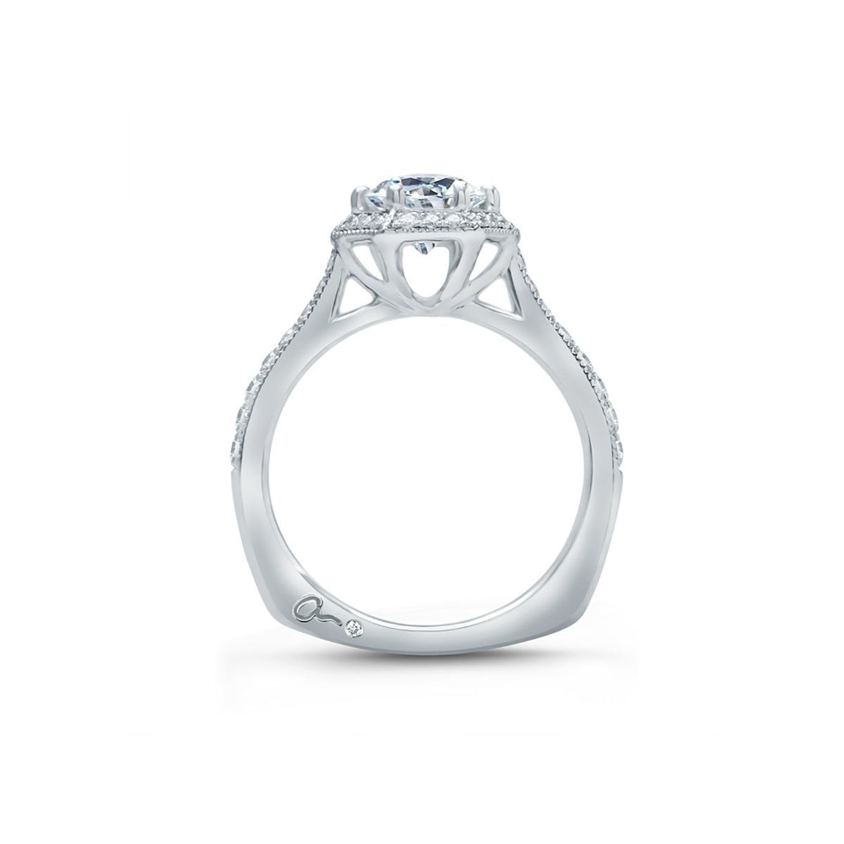 A.Jaffe Hexagon Halo Diamond Engagement Ring MES827/127