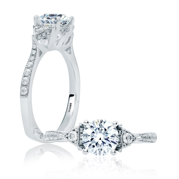 A.Jaffe Intricate Side Stone Diamond Engagement Ring MES829/130