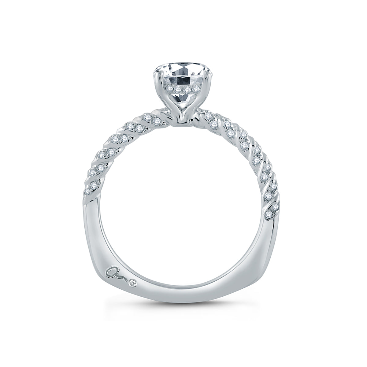 A.Jaffe Tightly Twisted Diamond Shank Oval Center Engagement Ring MES867/183