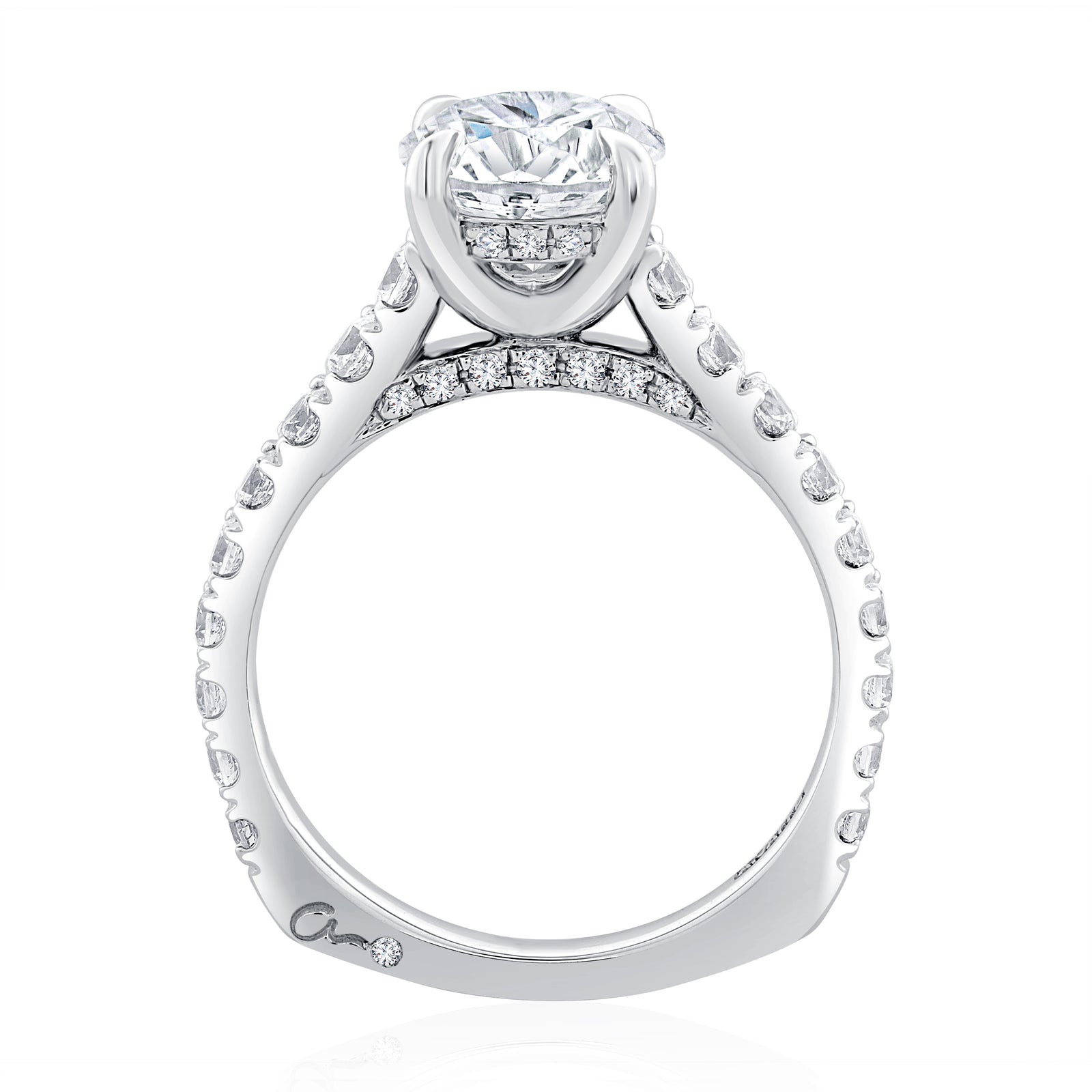 A.Jaffe Signature Diamond Peek-A-Boo Halo with Gallery Accent Engagement Ring MESRD2774/232