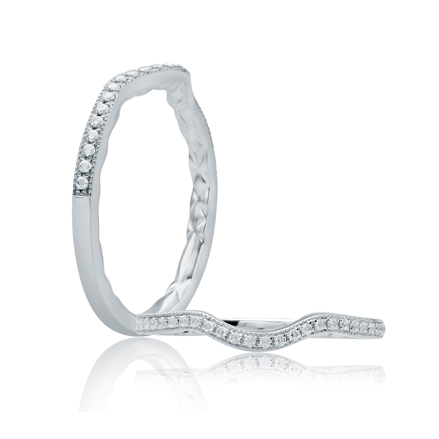 A.Jaffe Contoured Milgrain Diamond Quilted Wedding Band MR2052Q/13