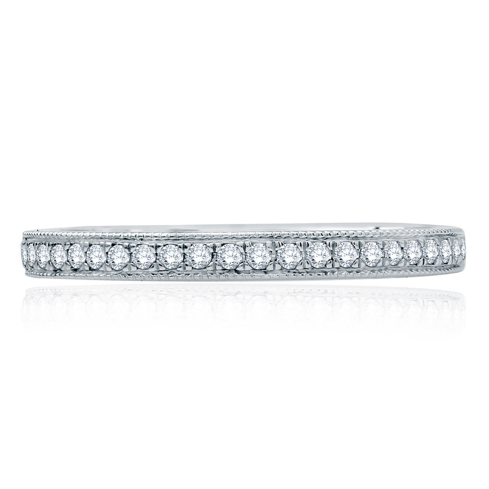 A. Jaffe Modern Vintage Milgrain Half Circle Diamond Wedding Band MR2100Q/14