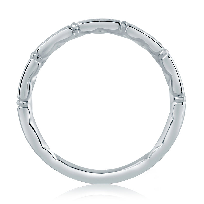 A.Jaffe Segmented Milgrain Accent Diamond Quilted Wedding Band MR2189Q/08