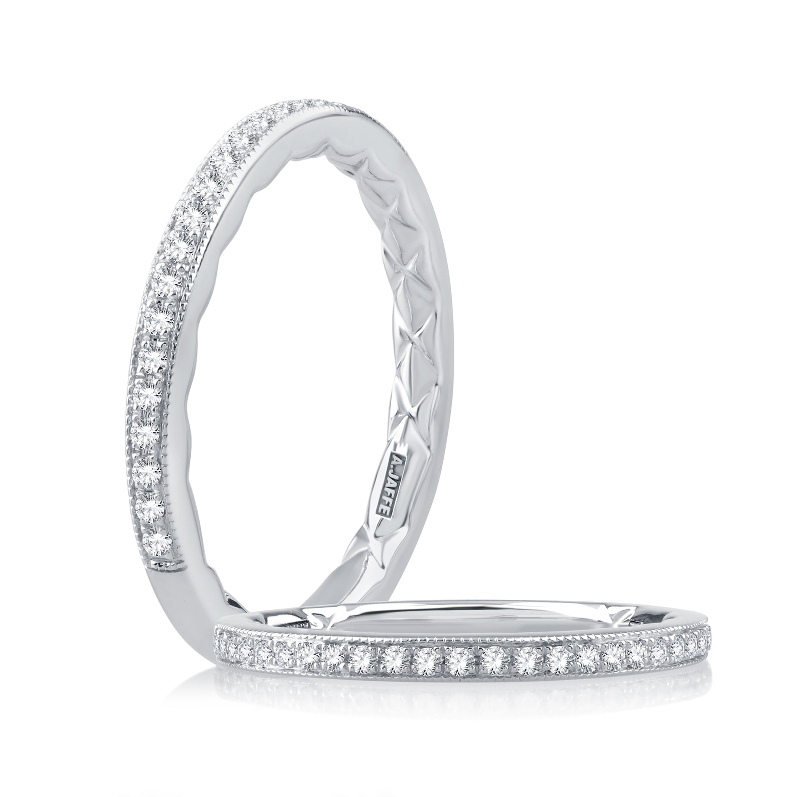 A.Jaffe Milgrain Detail Diamond Quilted Wedding Band MR2301Q/19
