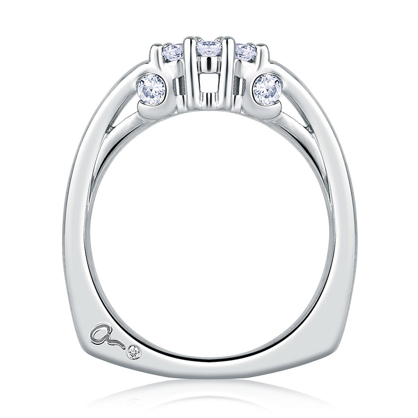 A.Jaffe Signature Three Stone with Scroll Motif Diamond Wedding Band MRS237/25