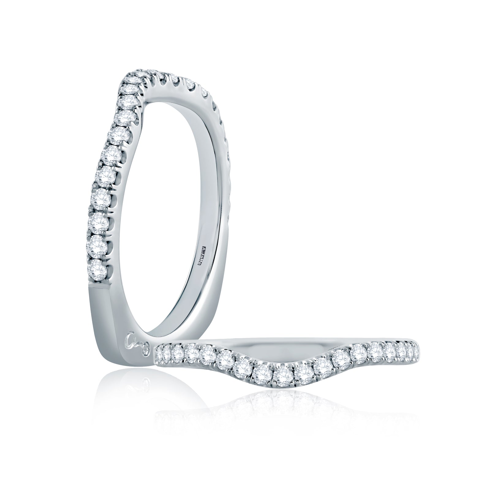 A.Jaffe Signature Contoured French Pave Diamond Wedding Band MRS574/28