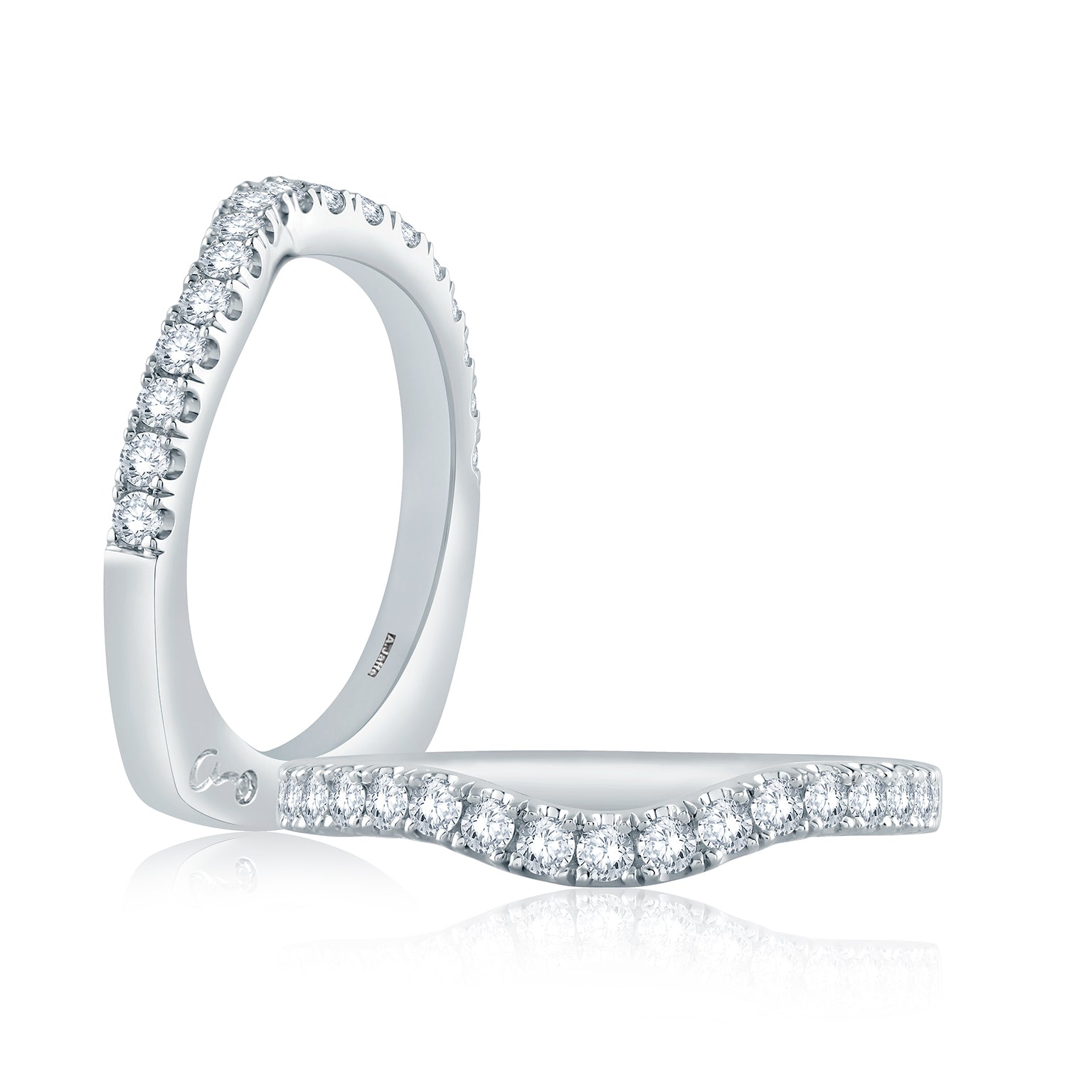 A.Jaffe Signature Contoured French Pave Diamond Wedding Band MRS578/34