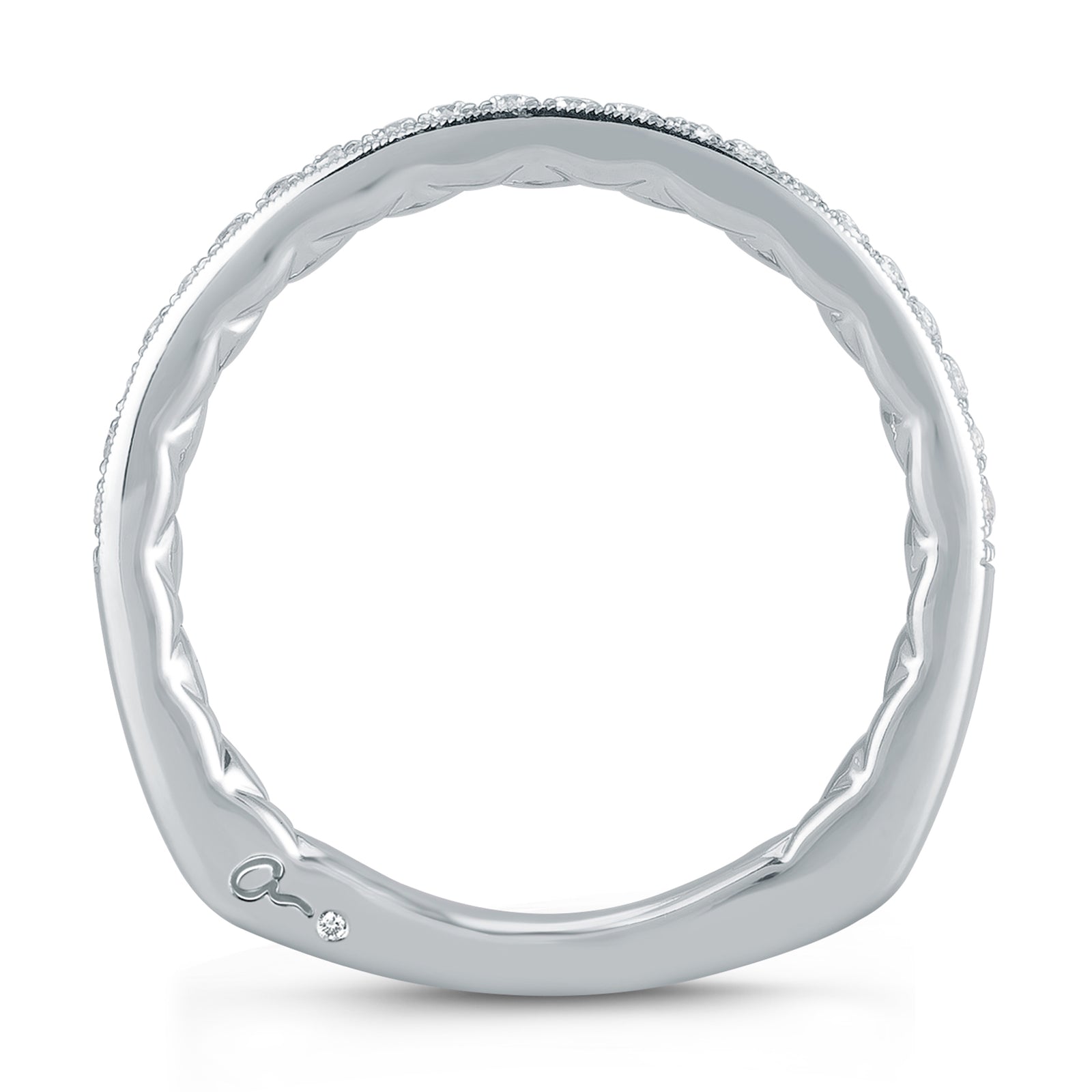 A.Jaffe Signature Milgrain Diamond Quilted Wedding Band MRS739Q/17