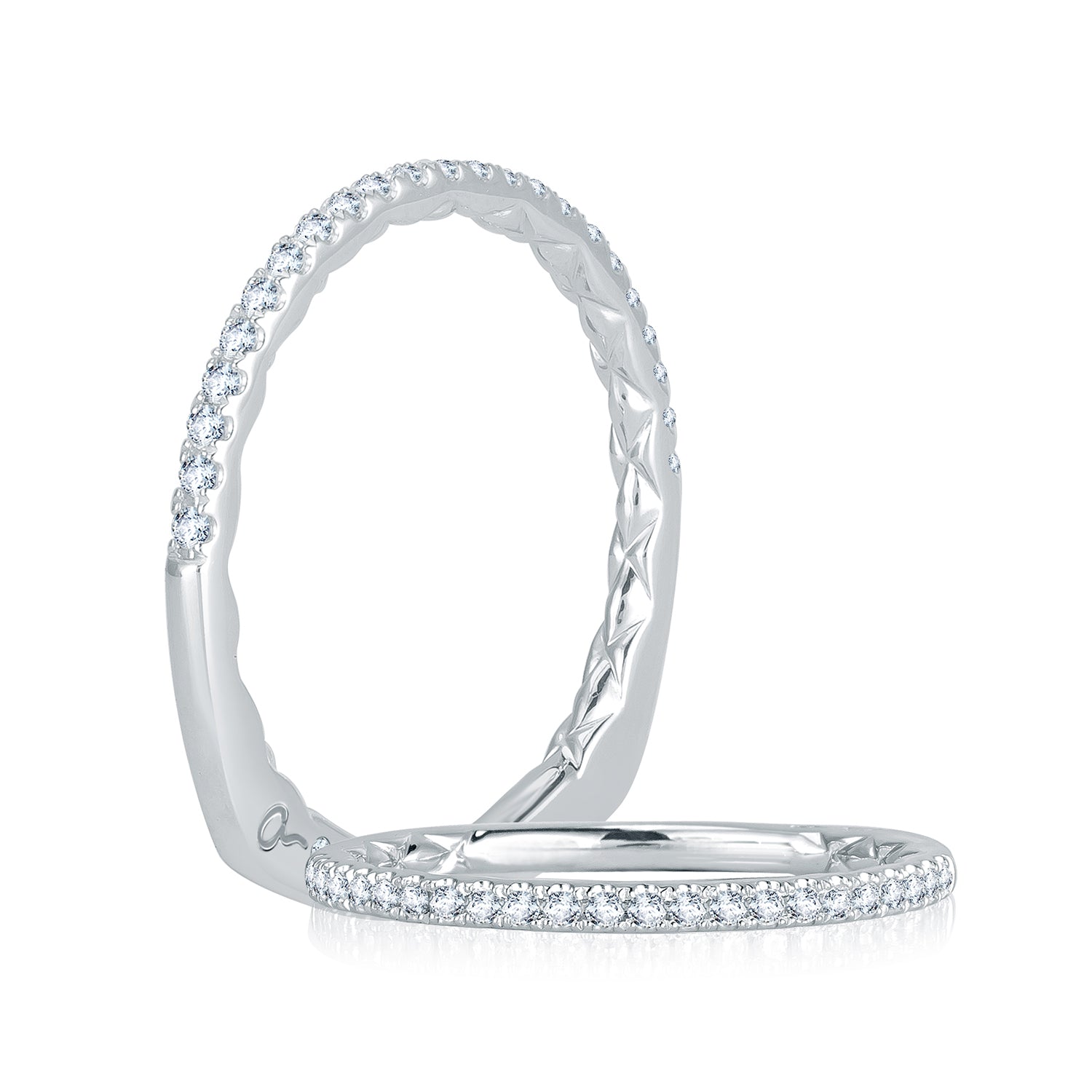 A.Jaffe Signature Vintage French Pavé Diamond Quilted Wedding Band MRS742QB/25