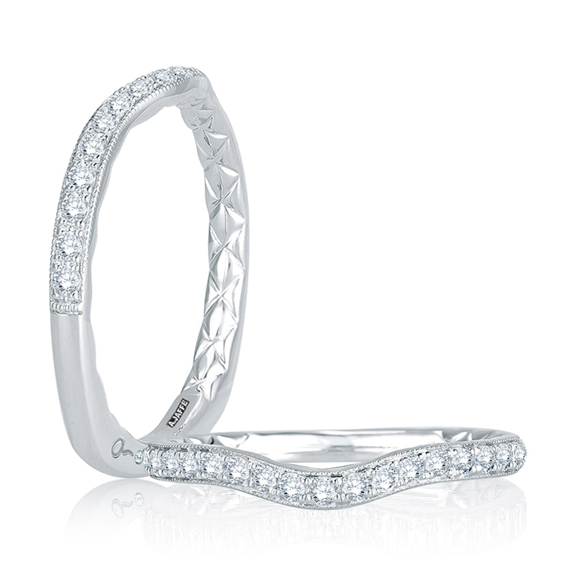 A.Jaffe Signature Contoured Milgrain Diamond Quilted Wedding Band MRS765Q/23
