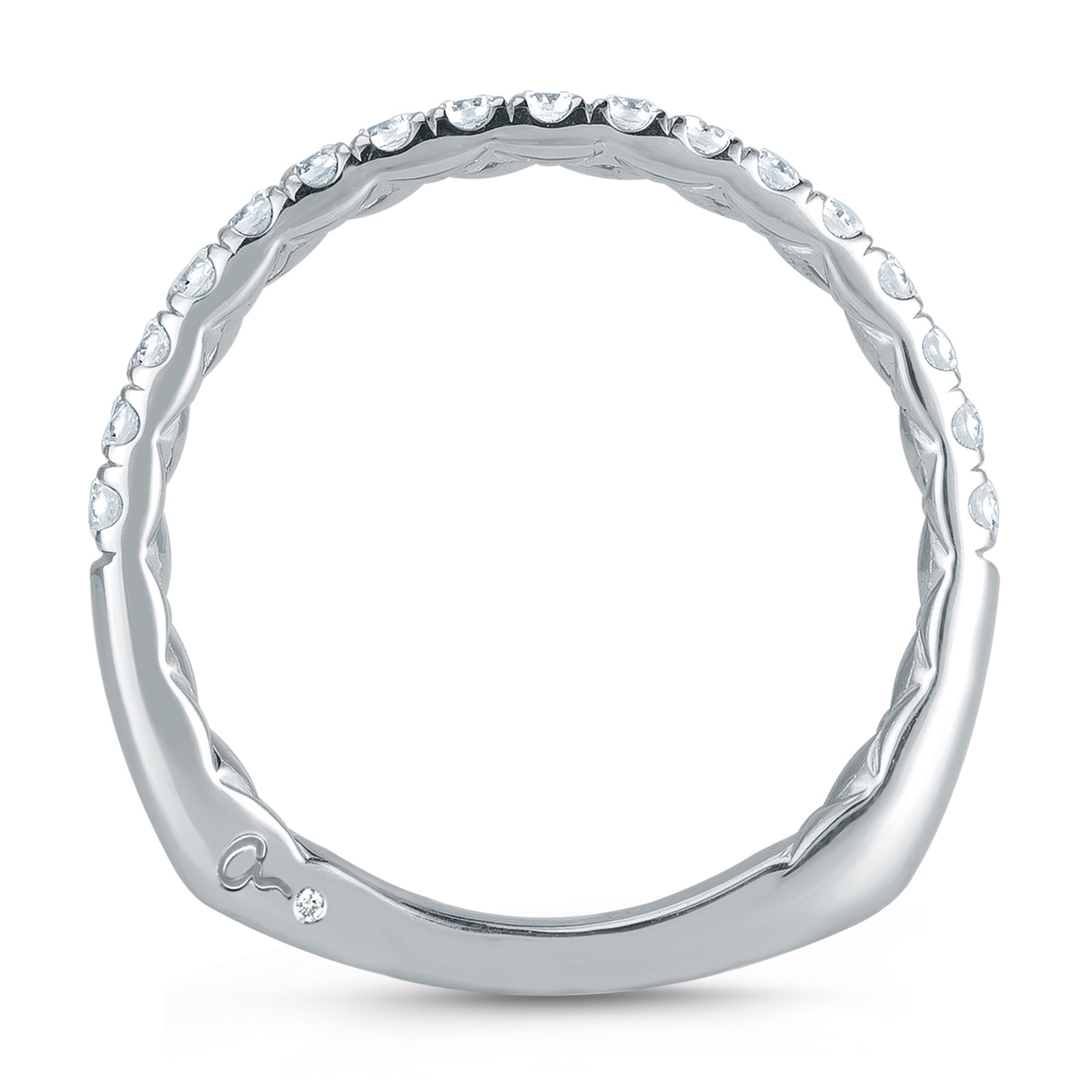 A.Jaffe Signature French Pavé Set Diamond Quilted Wedding Band MRS768Q/37