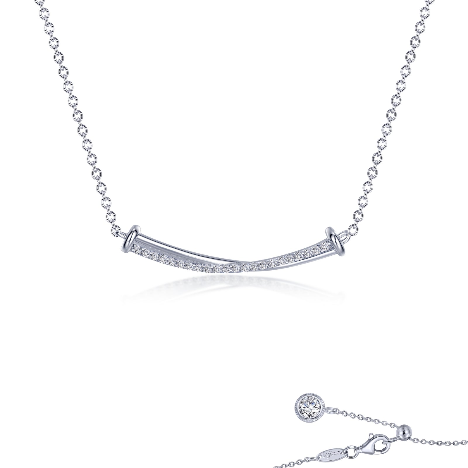 Lafonn Simulated Diamond Double Bar Necklace N0270CLP20